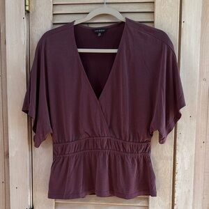 Lucky Brand Deep V-Neck Blouse in Rich Burgundy Size M